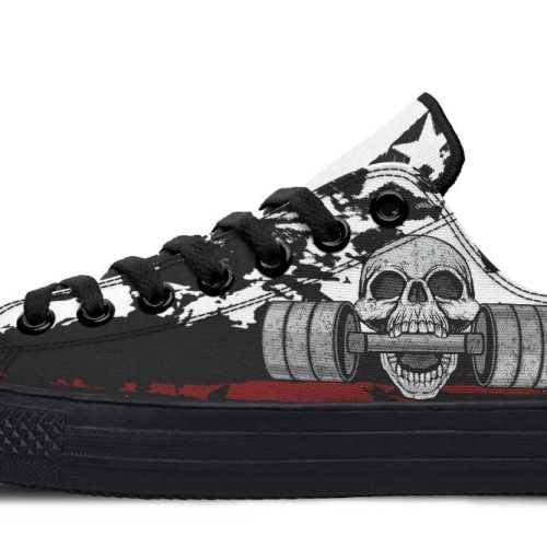Deadlift Skull Graphic Black Low-Top Sneakers