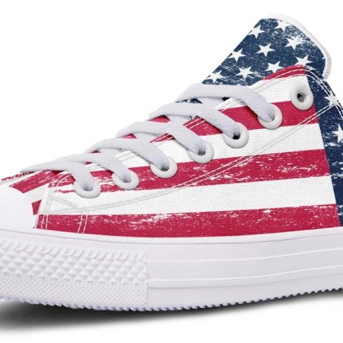 Patriotic American Flag Low-Top Sneakers - White USA Pride Shoes